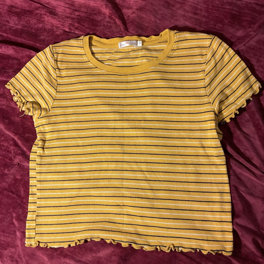 Heart & Hips Yellow and White Striped Kids Tee